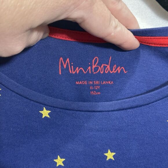 Girl's Mini Boden Navy Gold Star Long Sleeve Skater Dress Size 11-12Y Preppy - Picture 3 of 12